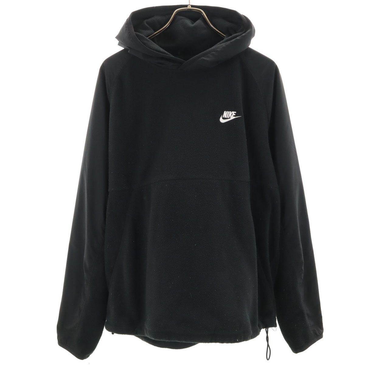NIKE ナイキ 長袖 切替 フリース パーカー XXL ブラック プルオーバー 