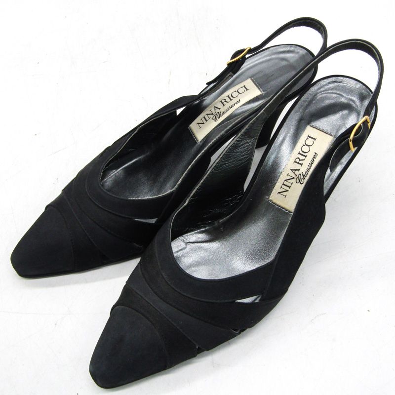 NINA RICCI ニナリッチ ブラック 黒 スエード パンプス36 美品】NINA RICCI ニナリッチ ブラック 黒 スエード パンプス36