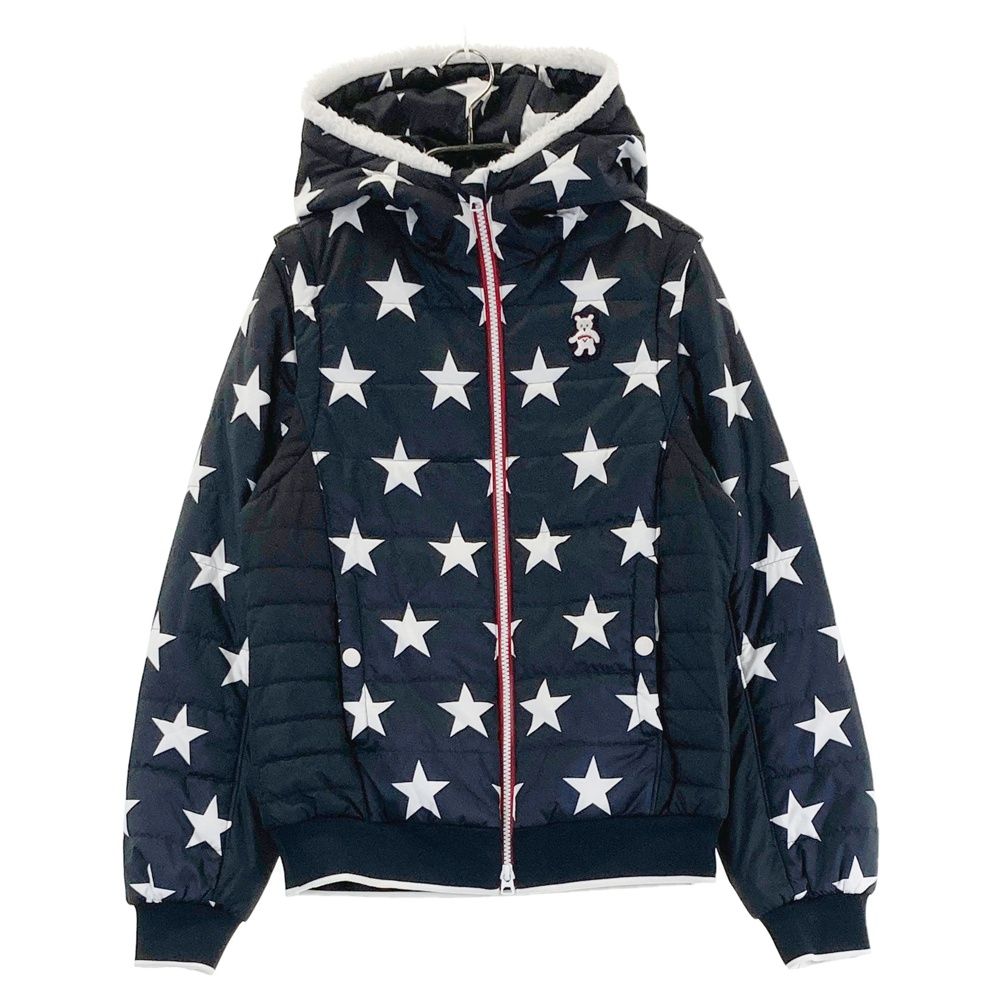 サイズ M CALLAWAY キャロウェイ ベアワッペン 2way中綿ジャケット スター総柄 ブラック系 240101494095 ゴルフウェア レディース ストスト