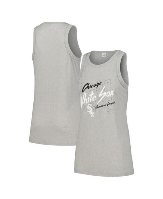 送料無料 ソフト アズ ア グレープ レディース タンクトップ トップス Women s Gray Chicago White Sox Gauze High Neck Tank Top Gray