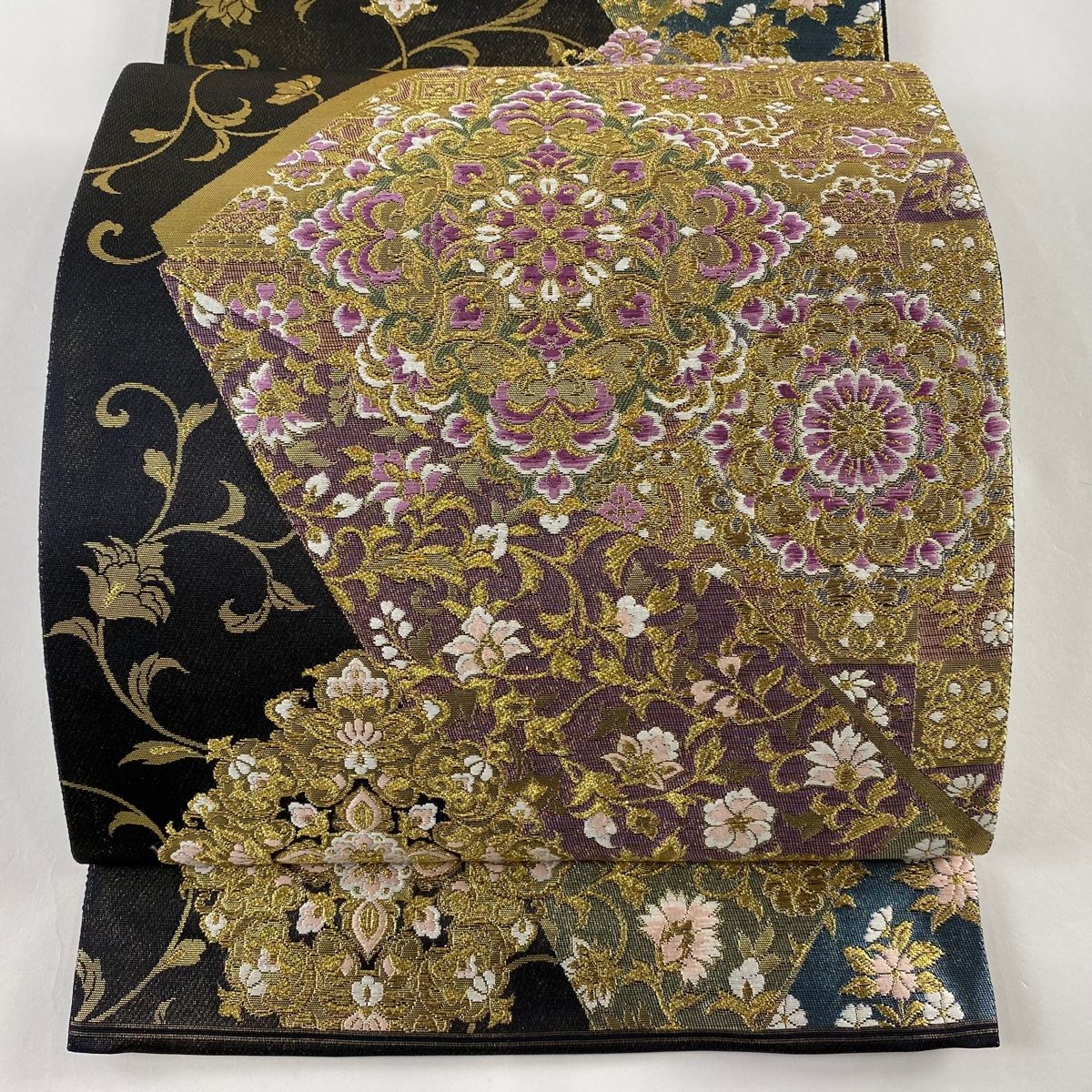 袋帯 美品 名品 証紙 華文 鳥 金銀糸 箔 金色 六通 正絹 【中古】 ☆