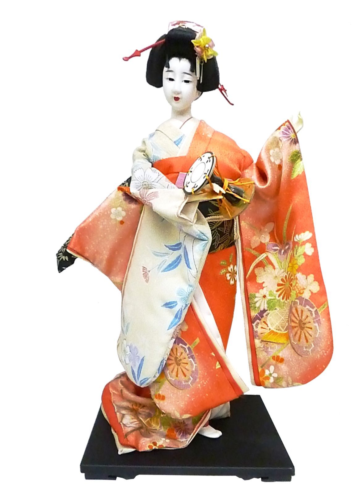 日本人形 舞妓 鼓B 全長45cm【日本のお土産/和風置物】アウト