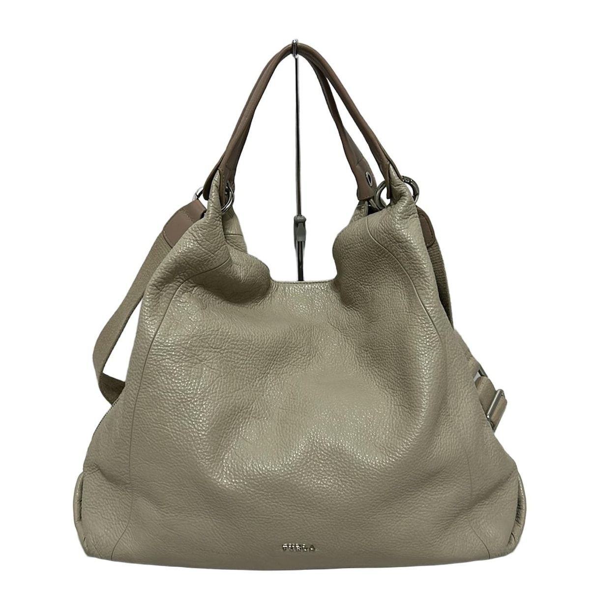 【美品】FURLA フルラ ハンドバック レザー グレージュ ロゴ金具 ベージュ フルラ FURLA ハンドバッグ ショルダーバッグ グレージュ レザー