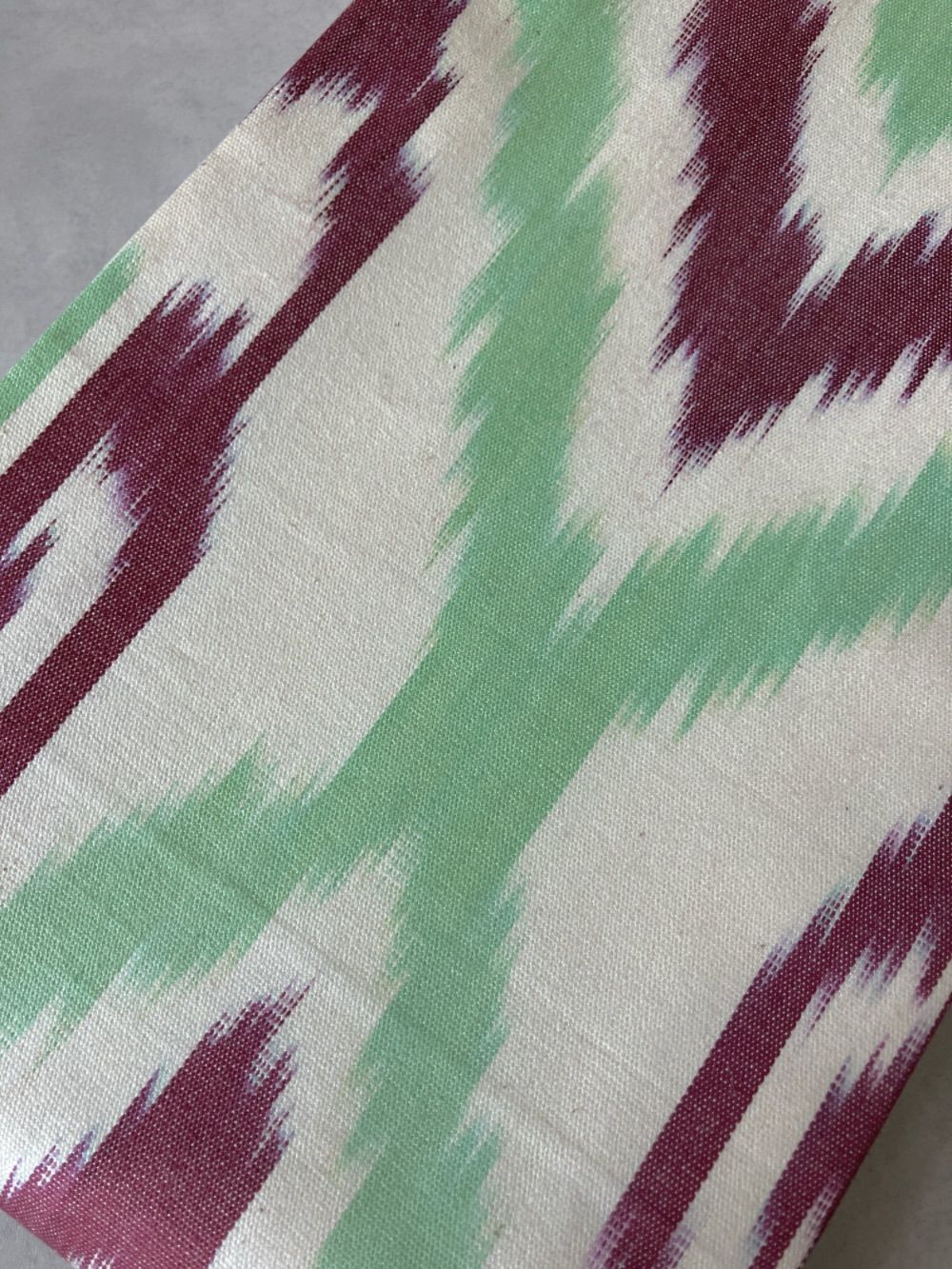 アドラスコットンイカット半幅帯 グリーン×バーガンディ OH024
