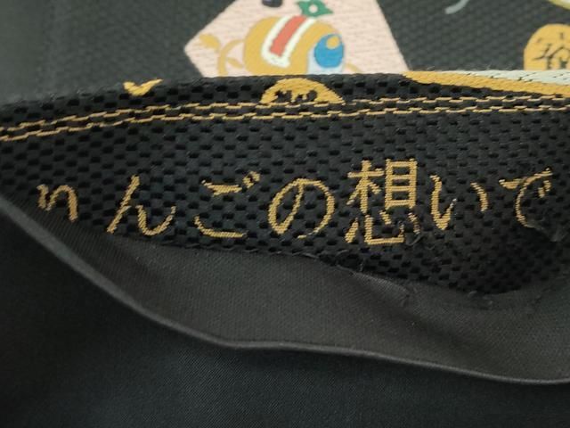 平和屋本店□極上 六通柄袋帯 唐織 市楽 りんごの想いで 黒地 逸品 未