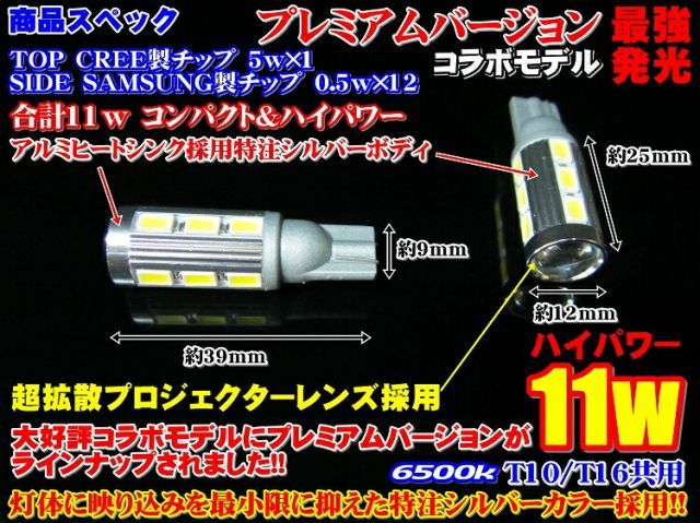 バックランプ T16 エルグランドE51系 コラボレーションモデル 11w CREE+サムスン - メルカリ