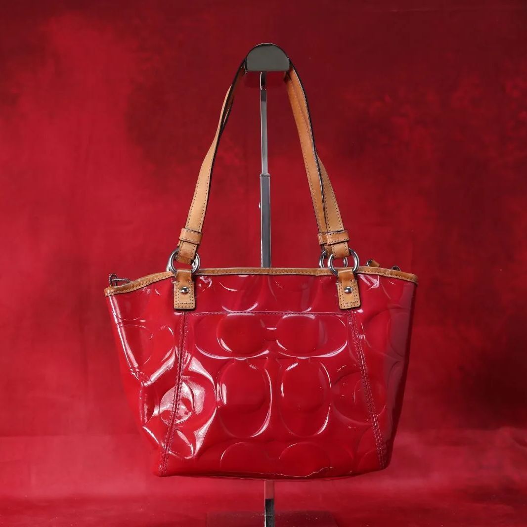 COACH コーチ ハンドバッグ ショルダーバッグ エナメル 赤 レッド - メルカリ
