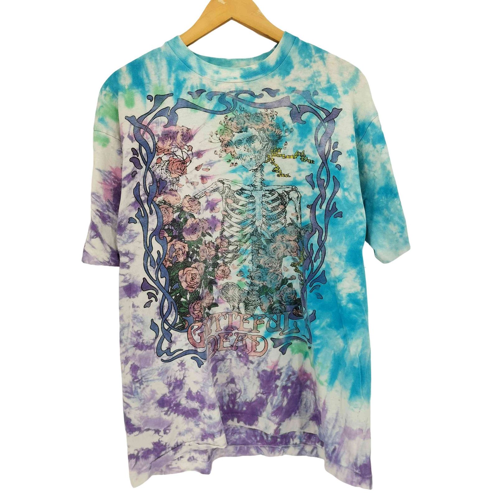 フルーツオブザルーム FRUIT OF THE LOOM 90S 1990コピーライト入り スカルプリントタイダイTシャツ メンズ import：XL 