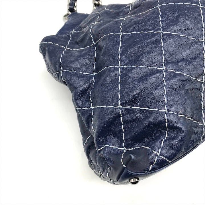 良品 CHANEL シャネル ココマーク ワイルドステッチ レザー チェーン 