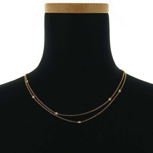 ★新品★ 大人気 ダイアモンド スプリンクル ロング ネックレス 最高級 刻有 [D-2.70ct][返金対応可] 14k 14金 ｍ-79(2)