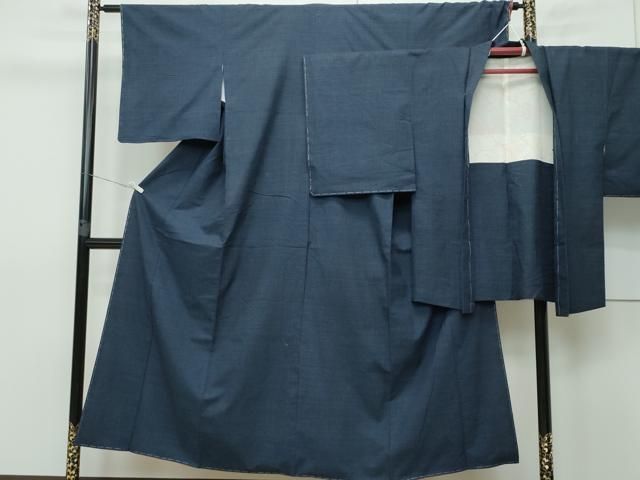平和屋着物○綿薩摩 東郷織物謹製 手織 160亀甲 實篤 永江明夫(正藍染  