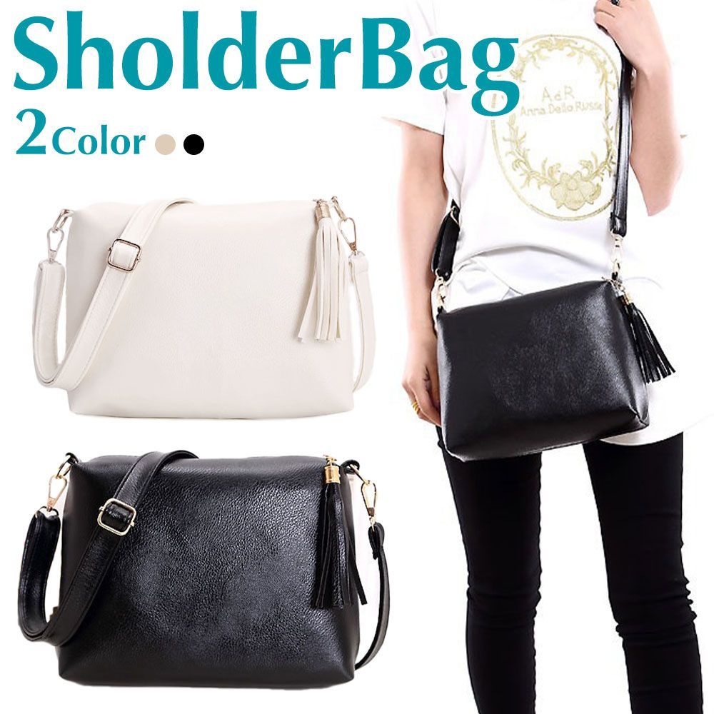 レザー ショルダーバッグ タッセル付き 小物収納ポケット付き 軽量  