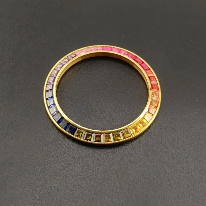 修理交換用 社外品 合成ダイヤモンド アフターダイヤベゼル レインボー ゴールド 対応 ロレックス デイトナ 16520/116500/116520系 Rolex