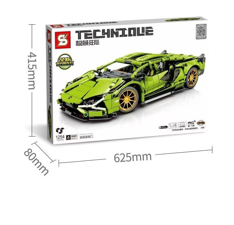 テクニック ランボルギーニ アヴェンタドール 互換 組み立てブロック 1254パーツ 全長35 5 cm