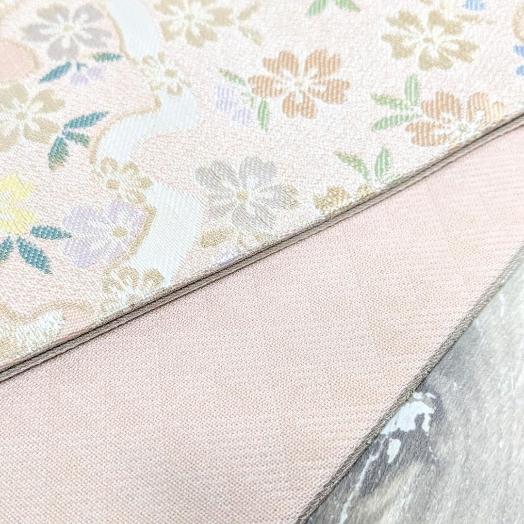 【新品・仕立て上がり】正絹 袋帯 フォーマル 薄いピンク 雪輪 古典 b69