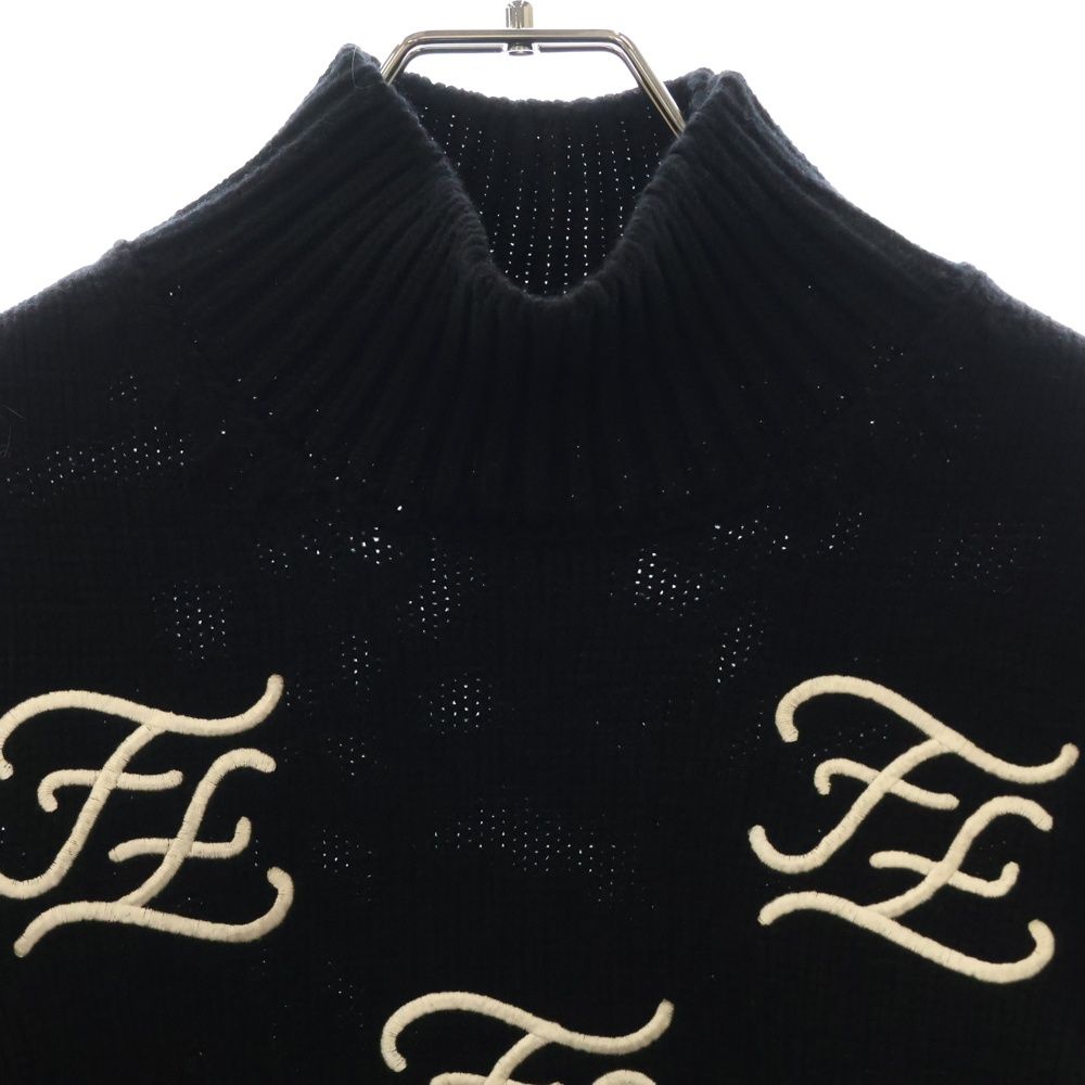 FENDI フェンディ FF刺繍 カリグラフィ ウール ハイネック ニット セーター ブラック レディース FZY891 AA5B FENDI (フェンディ) FF刺繍 カリグラフィ ウール ハイネック