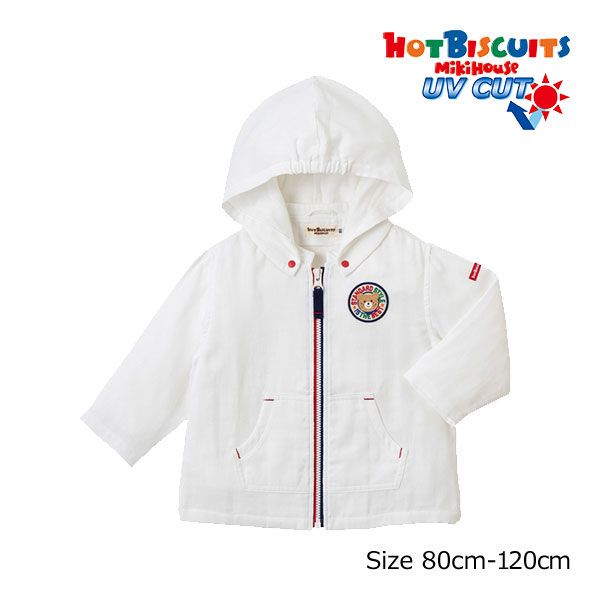 ●33%以上OFF ●ミキハウス ホットビスケッツ mikihouse ガーゼ パーカー 80cm 白 01