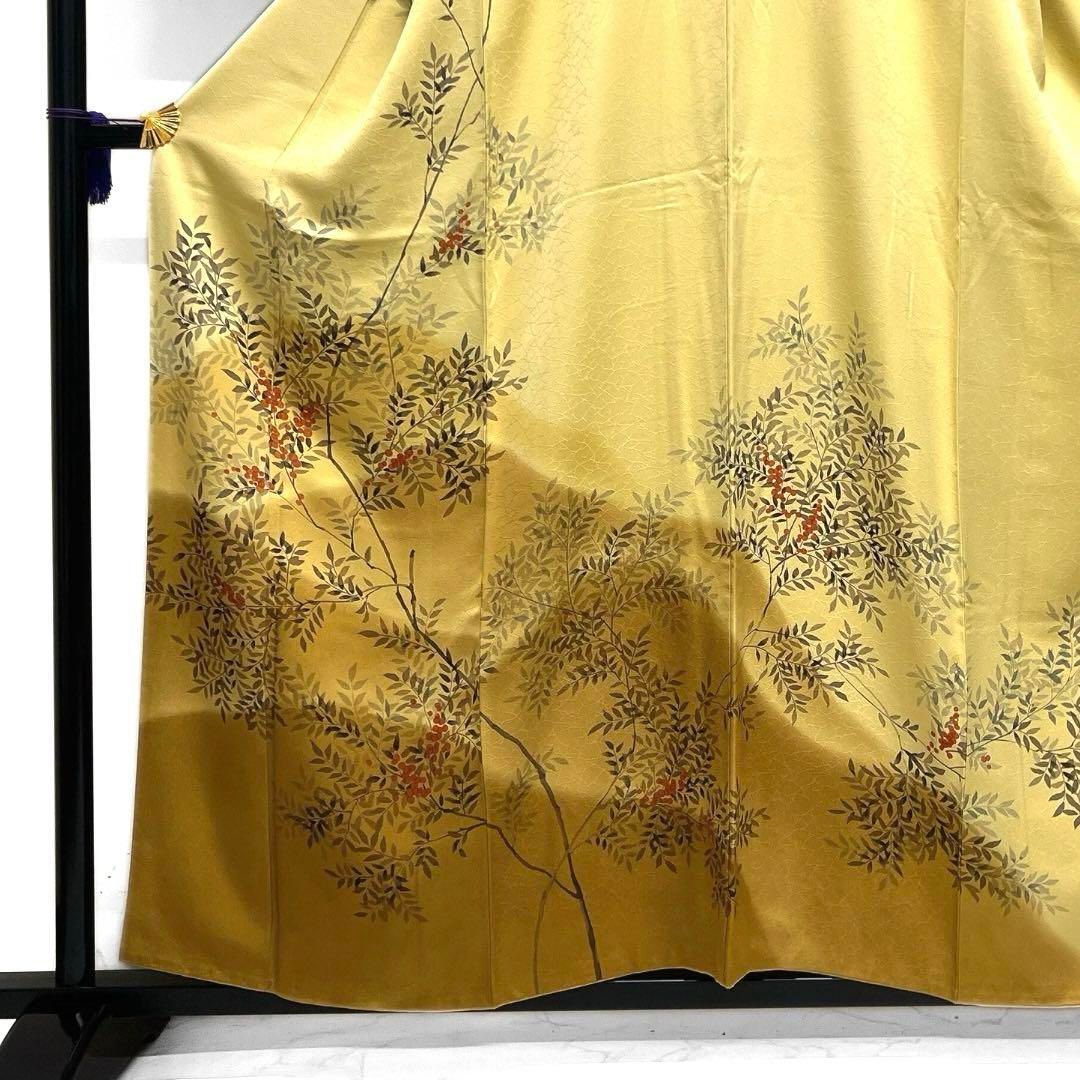 未着用　作家もの　小紋　花模様　リーフ　竹　くすみカラー　着物　033a d 未着用 作家もの 小紋 花模様 リーフ 竹 くすみカラー 着物 033a d 未着用