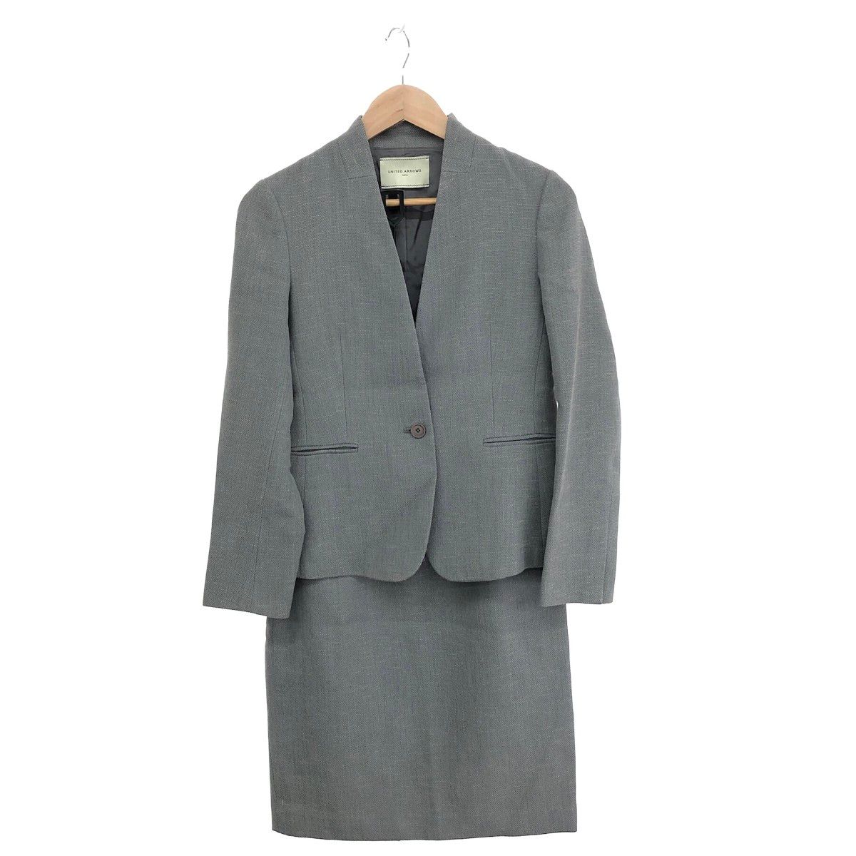 UNITED ARROWS ユナイテッドアローズ セットアップ サイズ 38 40 ノーカラージャケット|スカート 1522-216-4623 グレー レディース | 240001161919