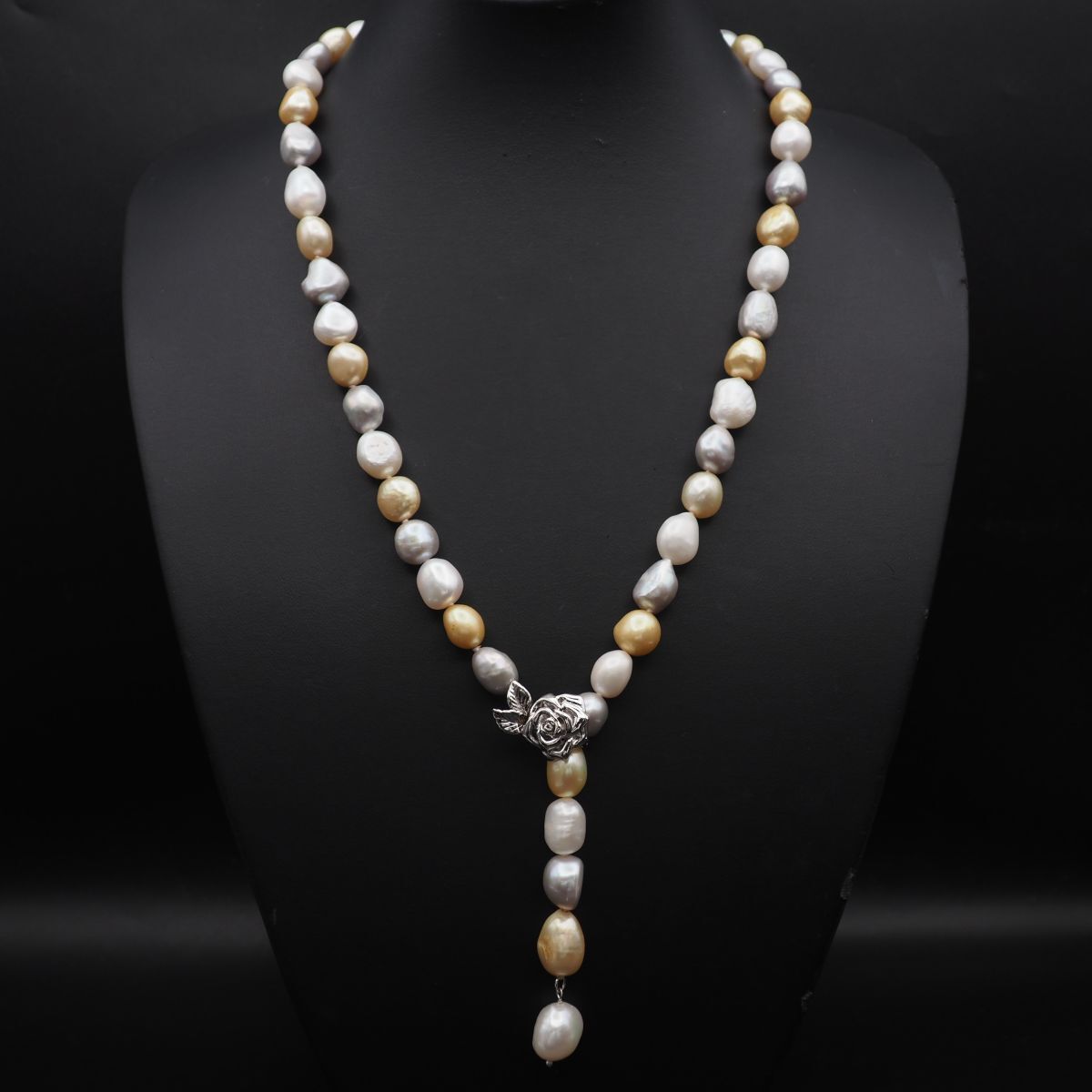 G339 淡水真珠 バロックパール ネックレス マルチ デザイン シルバー 6月誕生石