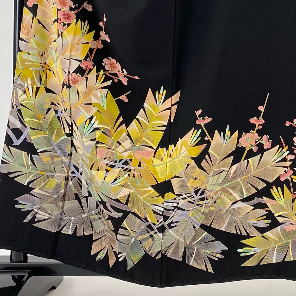 黒留袖 身丈158cm 裄丈65.5cm M 袷 加賀友禅 中町博志 落款 松 梅 黒 正絹 名品