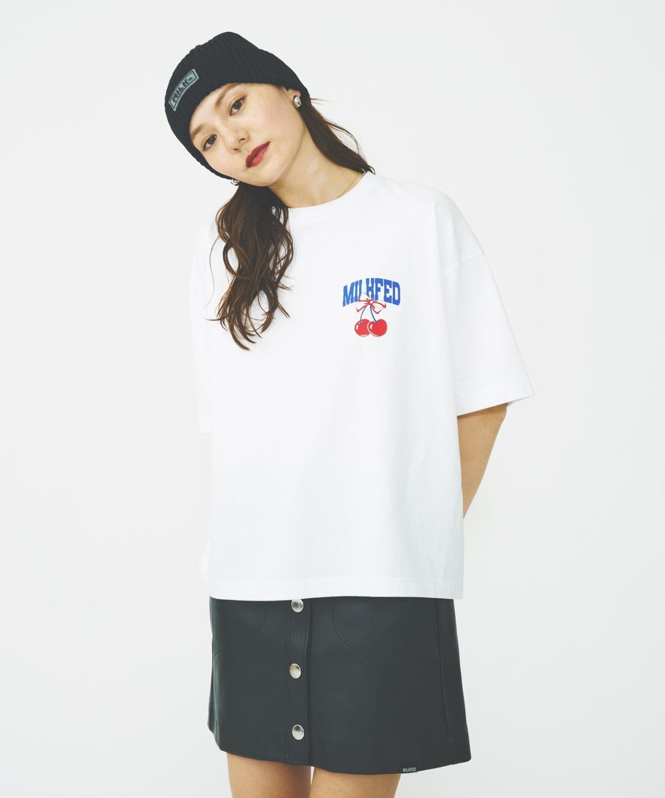 在庫処分】レディース CAP KNIT PATCH RUBBER キャップ [ミルクフェド] MILKFED.｜RUBBER PATCH KNIT  CAP