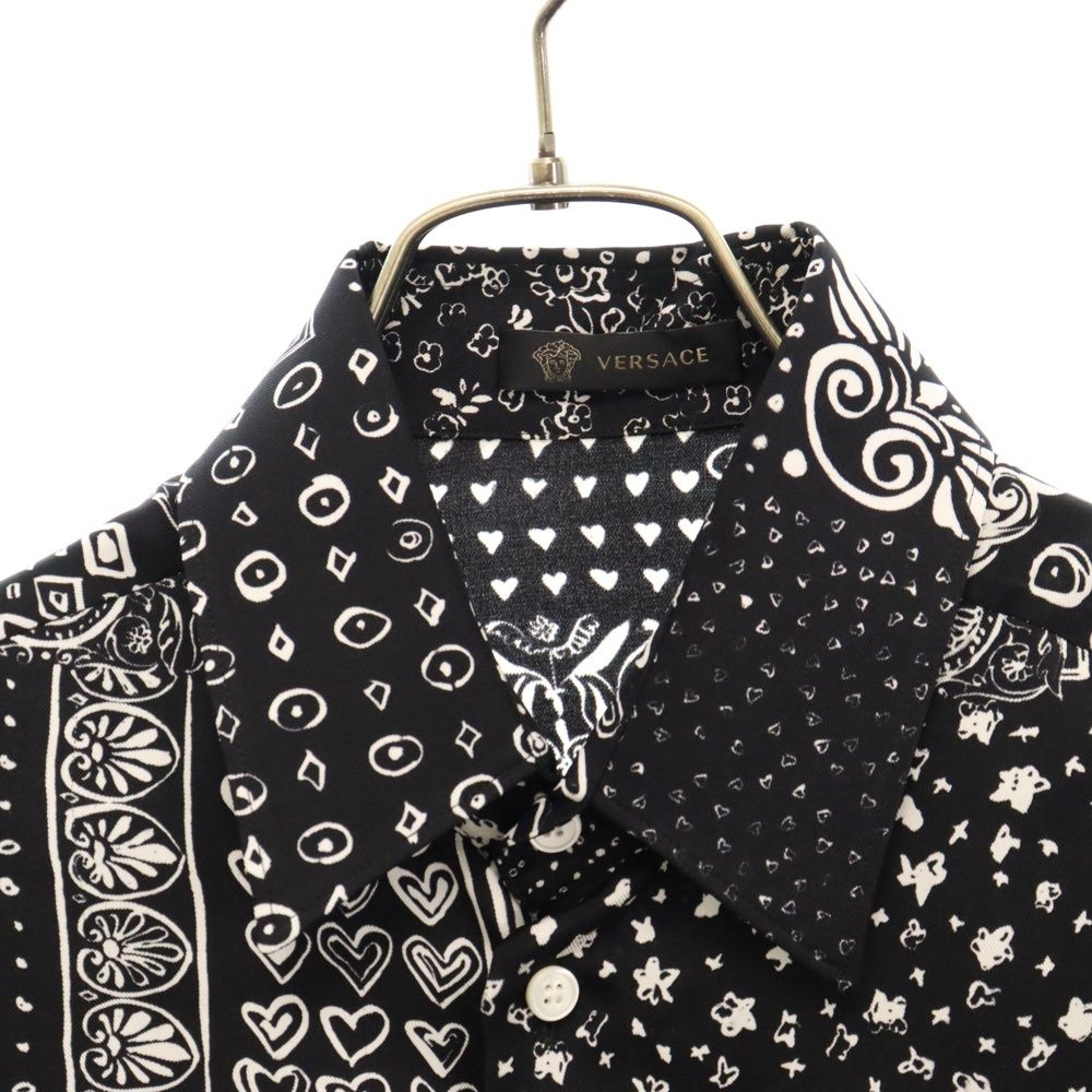 VERSACE (ヴェルサーチ) 総柄デザイン シルクシャツ 長袖シャツ