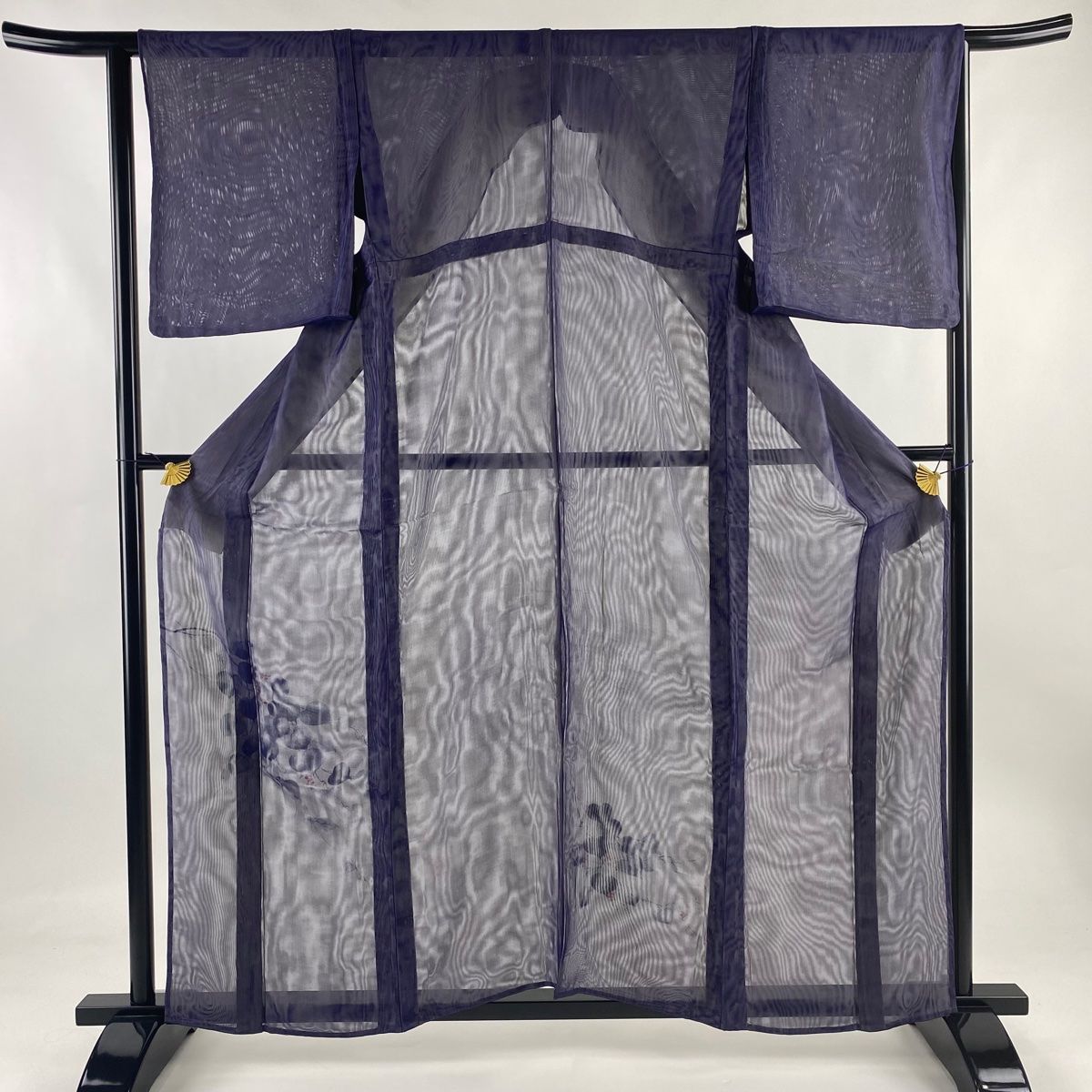 付下げ 身丈167.5cm 裄丈67.5cm L 紗絽袷 草花 青灰色 