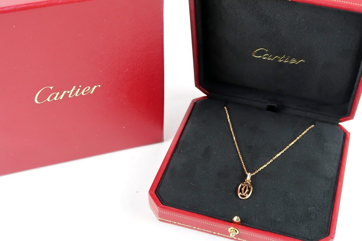 美品】Cartier カルティエ ドゥーブル ダイヤ ネックレス PG 750 K18 