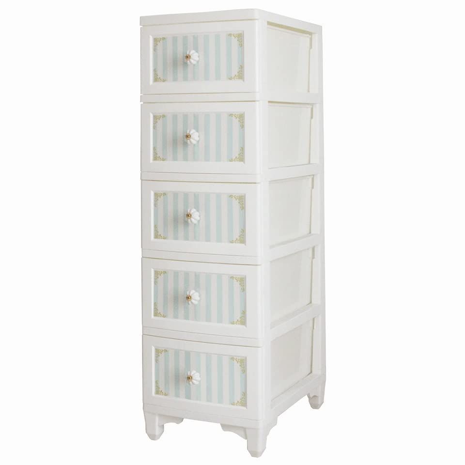 人気商品 coco リルデココ ドレスチェンジチェスト de 5段 Lilou ストライプミント iLC W34×D49×H114cm