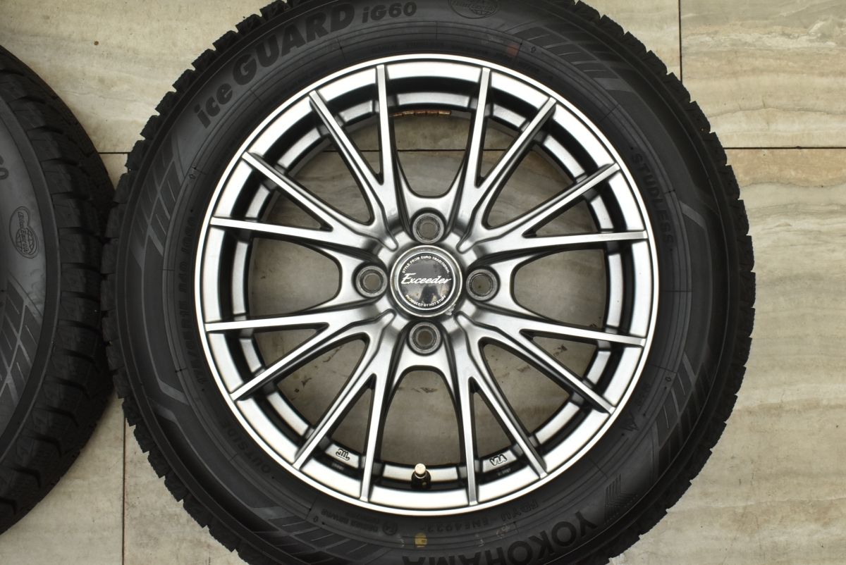 鮮やかな バリ溝 エクシーダー 15in 5.5J 45 PCD100 ヨコハマ アイスガード6 iG60 175 65R15 アクア フィット キューブ スイフト ポルテ