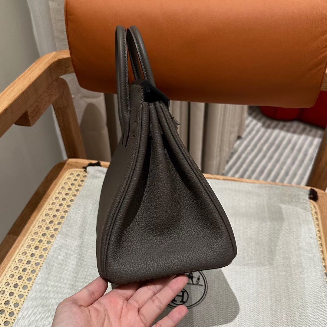 エルメス ピューターグレーゴールドバックル付きレディースハンドバッグ｜ ｜ ♥