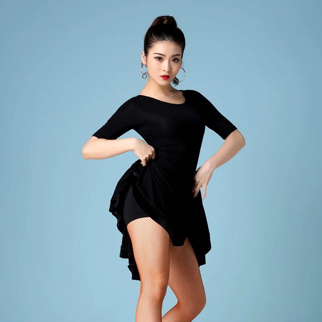 ストーン付きラテン練習着★かっこいいワンピース✨ 新品未使用 練習用ラテンワンピース かっこいいダンスウェア！ ラテン