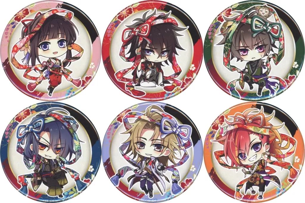 中古】バッジ・ピンズ [単品] 集合 描きおろしちびキャラ缶バッジ6個