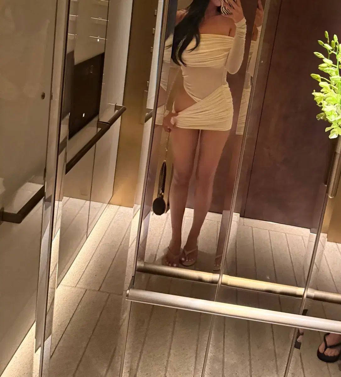 ペッパーマヨ オフショルダー 長袖 ミニ ワンピース