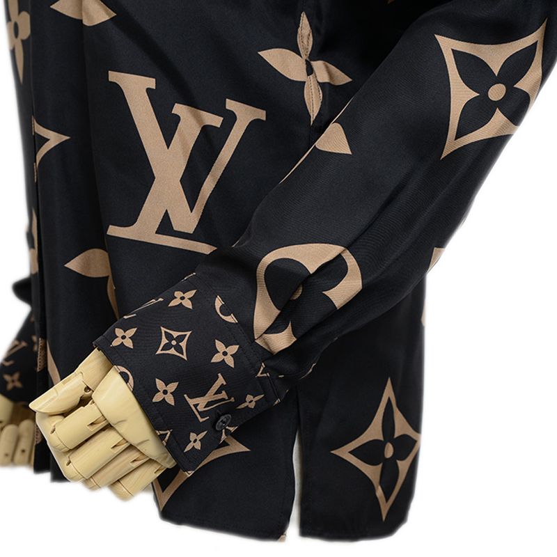  ルイ･ヴィトン 長袖シャツ モノグラム シルク ブラック ベージュ レディース 長袖 Tシャツ カットソー