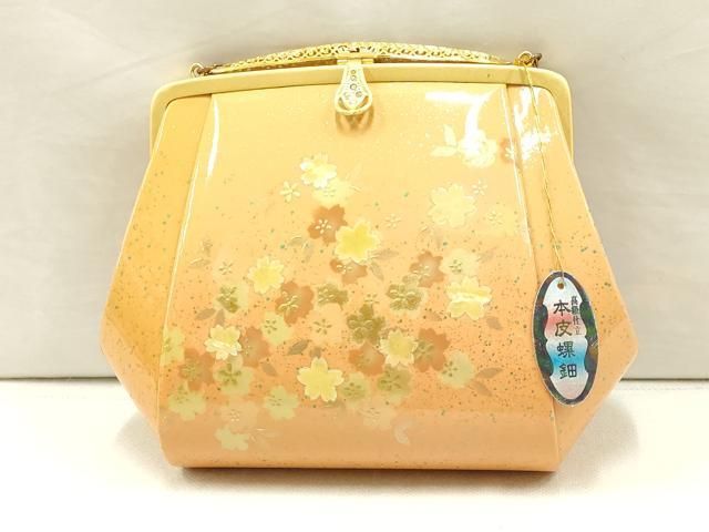 【新品未使用】本皮螺細　バッグ草履セット 平和屋着物▽和装小物 和装バッグ・草履セット ハンドバッグ