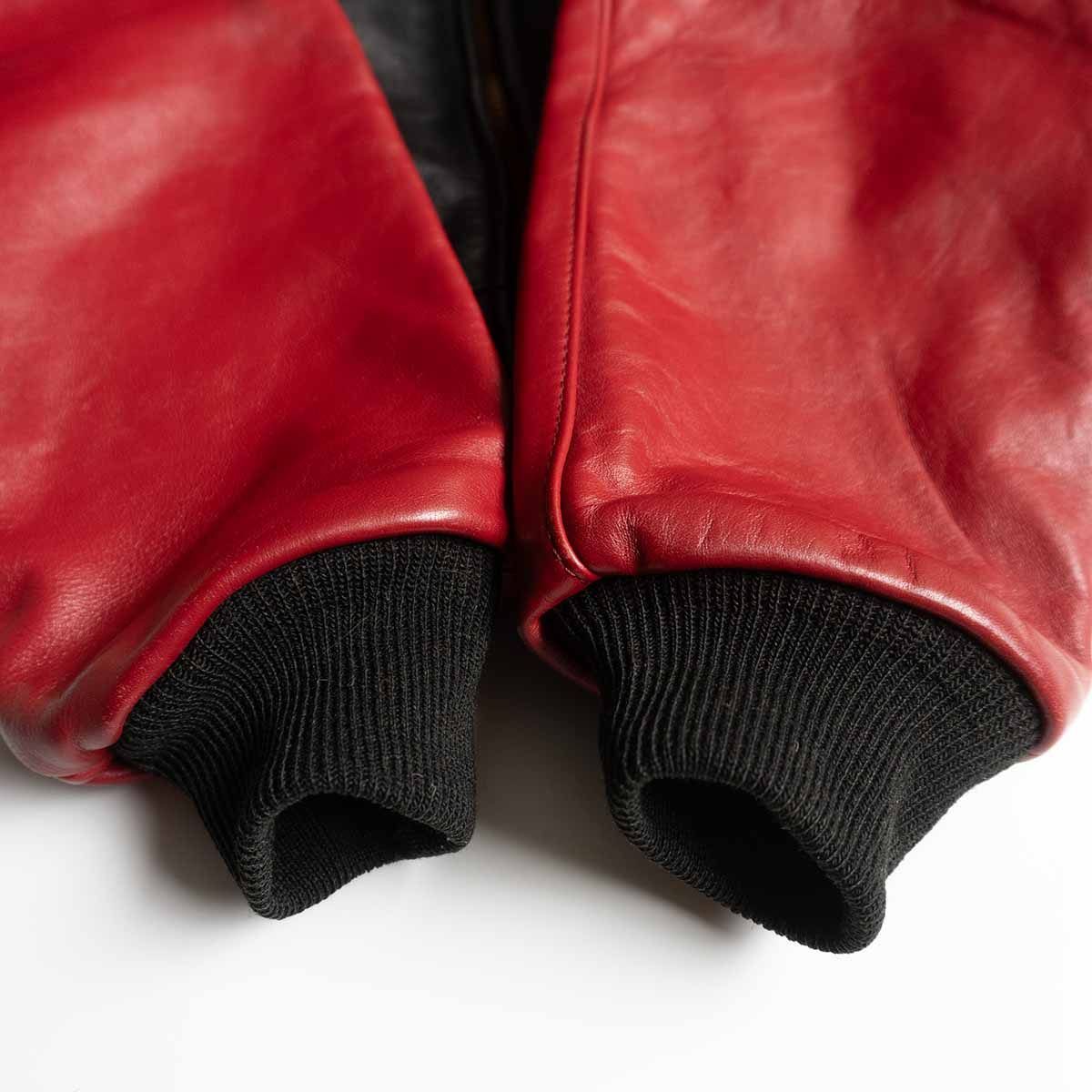 美品】 VANSON 【TJV オールレザー スタジャン】38 レッド ブラック