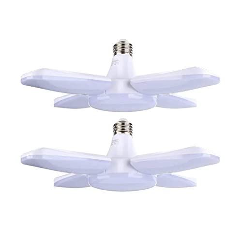 2本入り ガレージライトled 作業灯 led シーリングライト E26 LED電球 5灯式 60W 昼白色 6500K 現場用ライト led ペンダントライト 天井照明 ダイニング 折りたたみ式 シンプル おしゃれ 工事不要 角