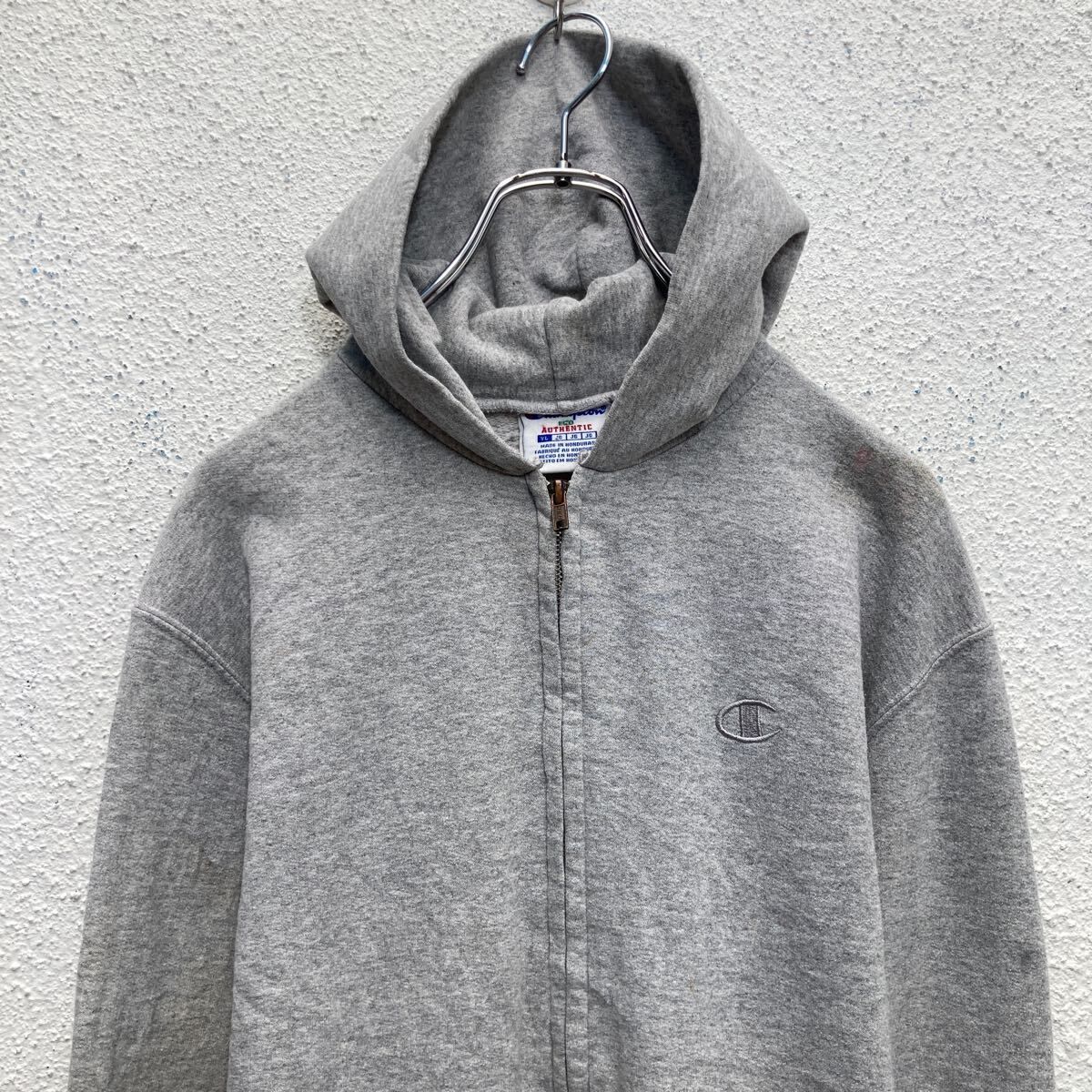 champion プリント スウェット パーカー チャンピオン L グレー キッズ フルジップ 古着卸 アメリカ仕入 a609-6893