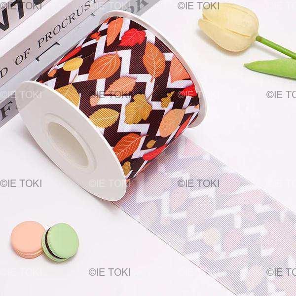 グログランリボン 植物と葉のプリント DIY DIY クラフト用品