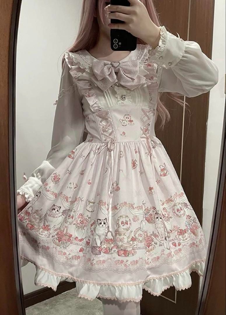 猫ちゃん柄ロリータワンピース♪お出かけや女子会にぴったり