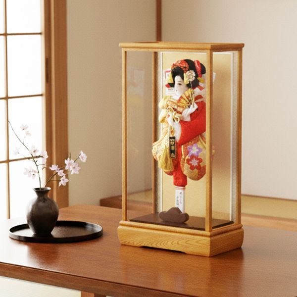 13号正絹刺繍振袖羽子板欅塗ケース飾