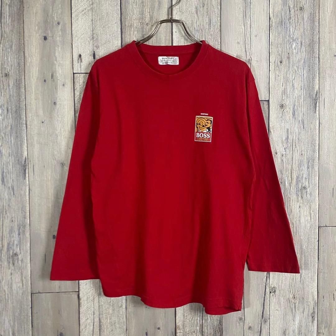 ボスコーヒー Tシャツ L 赤 SUNTORY サントリー BOSS COFFEE ボス コーヒー ロンT - メルカリ
