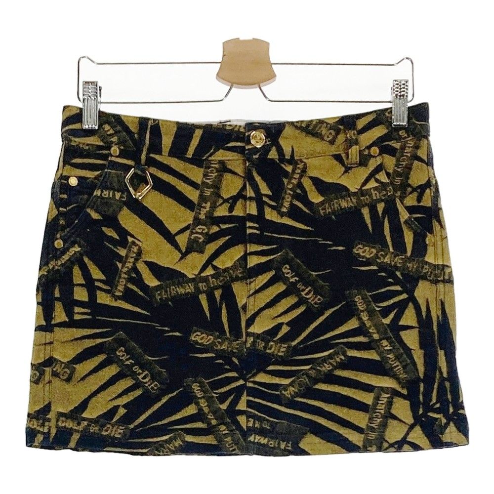 【マークアンドロナ】立体スカルロゴ×カモフラ柄総柄 ストレッチゴルフスカートM マークアンドロナ】立体スカルロゴ×カモフラ柄総柄 ストレッチゴルフ