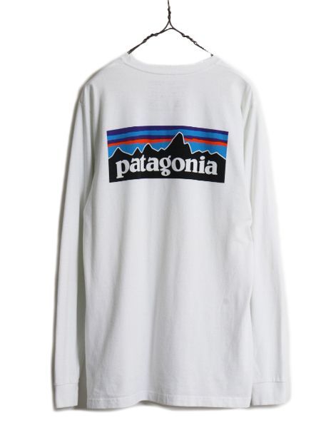 【お得なクーポン配布中!】 18年製 パタゴニア 両面 プリント 長袖 Tシャツ メンズ M / Patagonia アウトドア ロンT ロングスリーブ ロゴT P6 バックプリント ホワイト