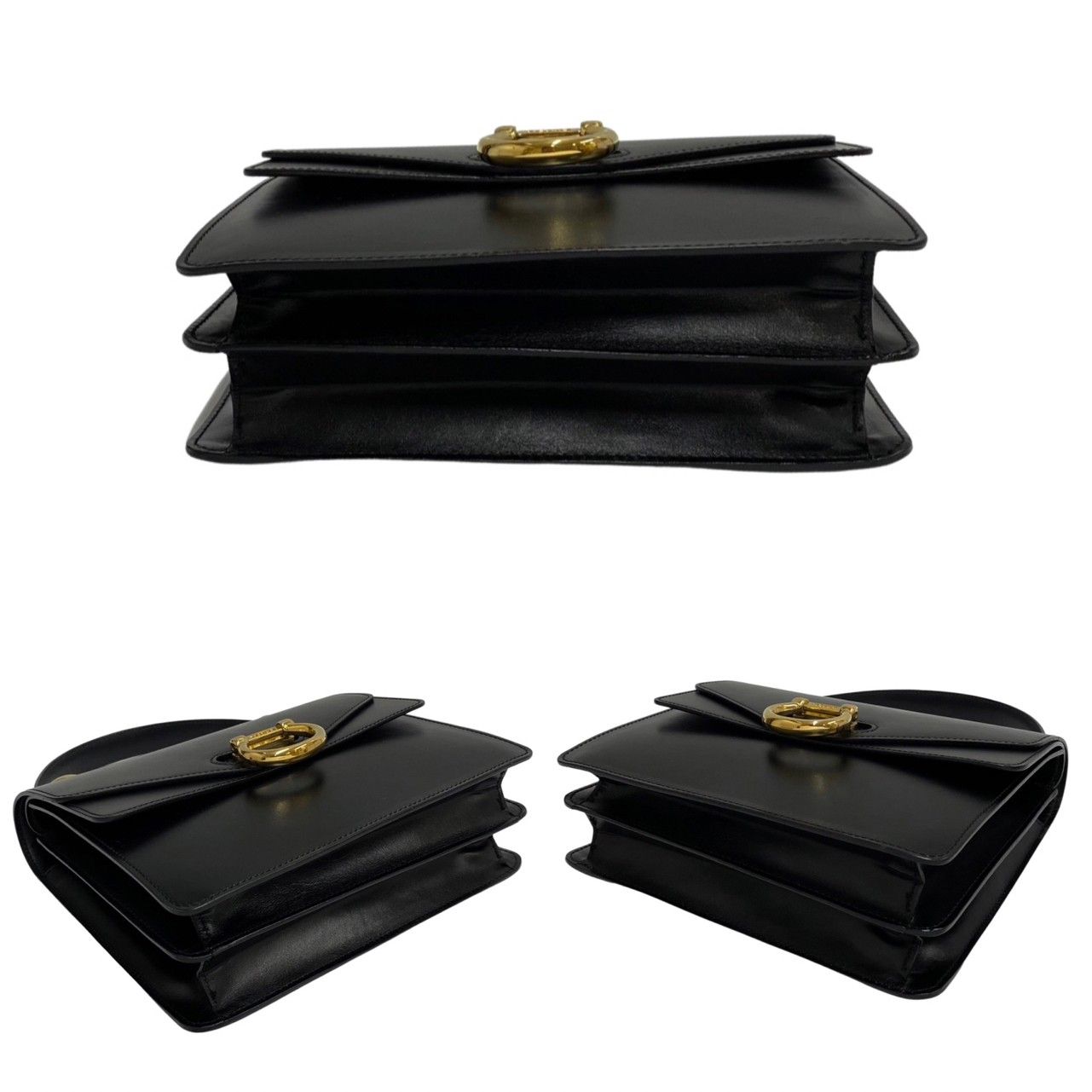 極 美品 CELINE セリーヌ ヴィンテージ ロゴ 金具 ダブルフラップ 