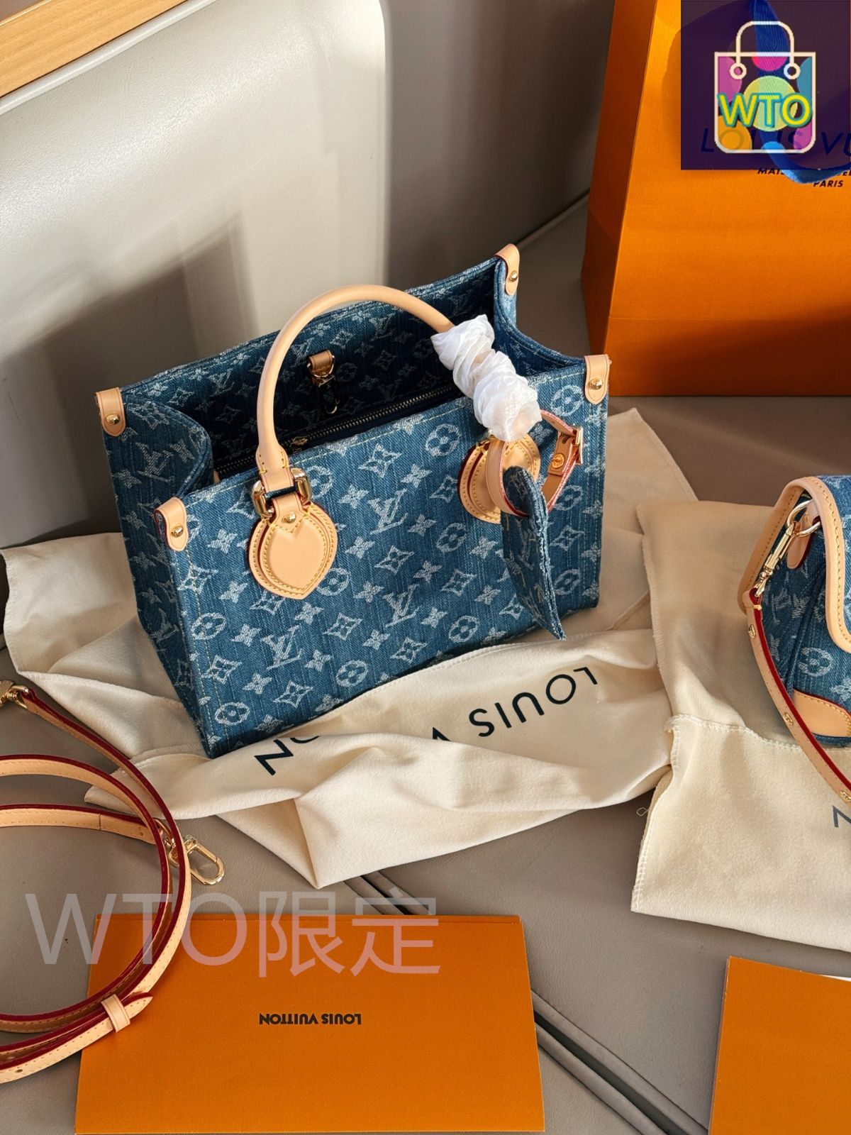 今日 Louis Vuitton ルイヴィトン オンザゴーショッピングバッグシリーズ デニム素材で優雅さを演出-WTO輸入1