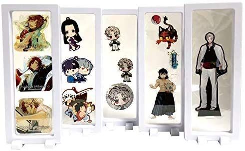 ディスプレイスタンド 5個セット アクリルキーホルダー ラバーストラップ ディスプレイケース 展示ホルダー アクキー ラバスト 缶バッジ SxP (長方形， ホワイト) [ホワイト] [長方形]