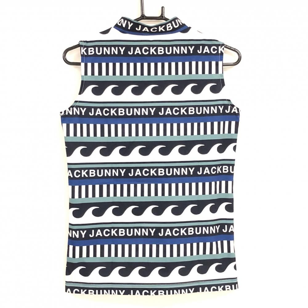 美品】ジャックバニー ノースリーブハイネックシャツ ネイビー×白
